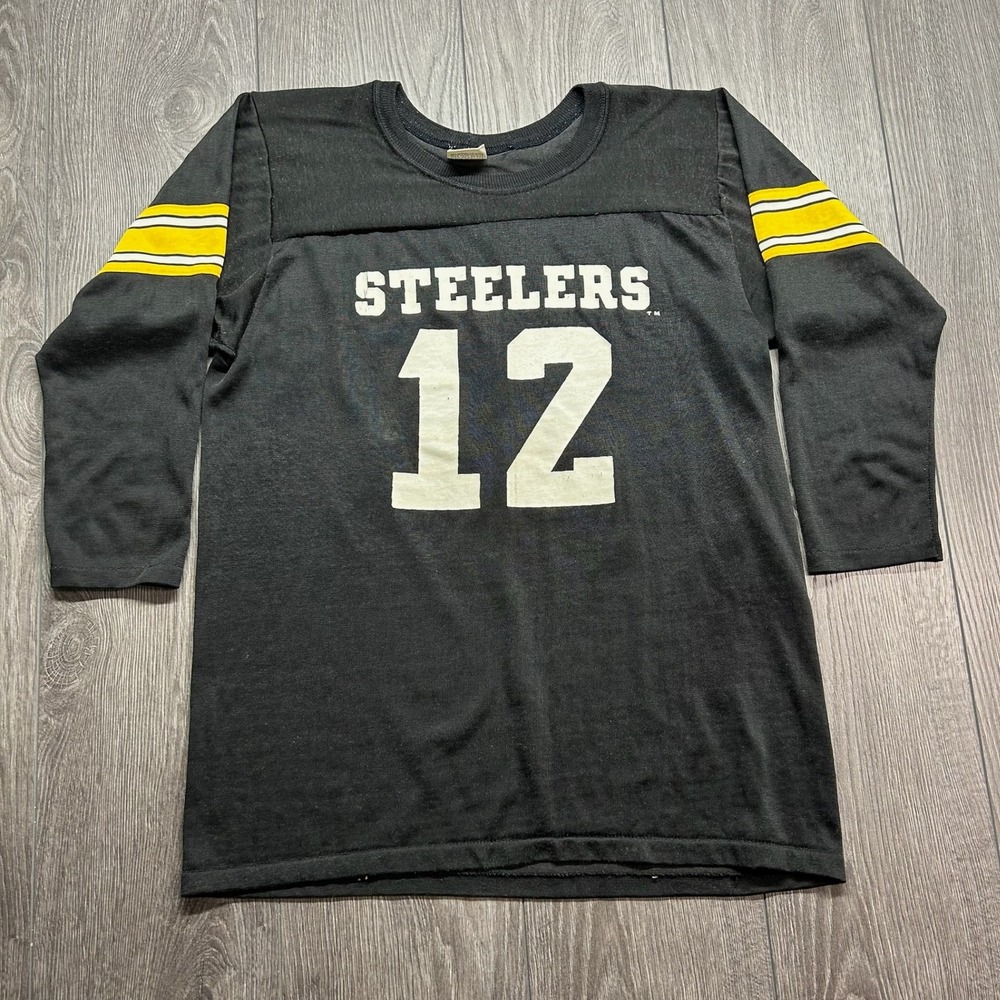 Vintage Rawlings NFL Pittsburgh Steelers Terry Bradshaw 12 Jersey Black Youth XL